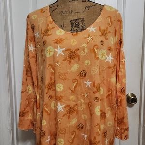 Sun Bay plus size 1 X 1X bathing suit cover up, lounge dress, beach theme orange